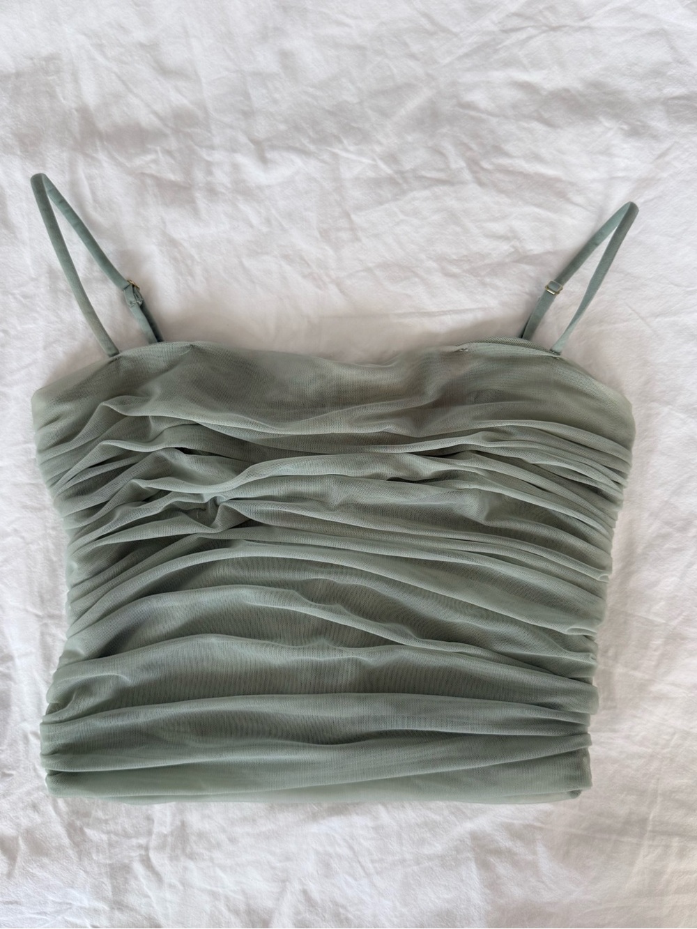 Aritzia Ruched Sheer Cami Corset in Sage Green